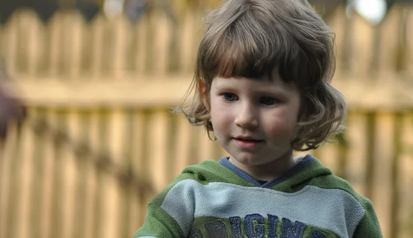 Retrato de un niño pequeño. Un niño con el pelo rizado — Foto de Stock