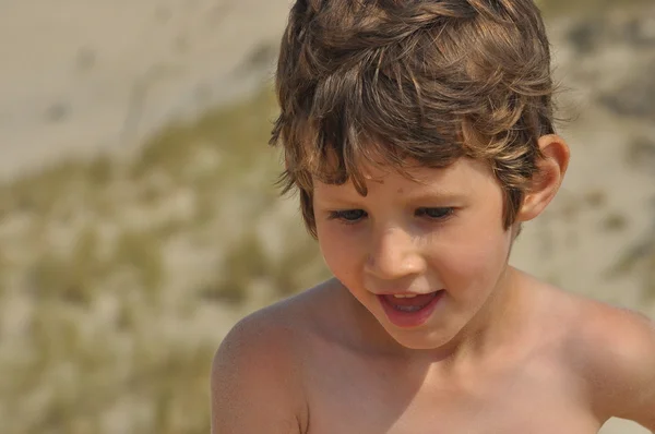 Retrato de un niño pequeño. Un niño con el pelo rizado — Foto de Stock