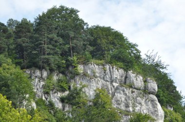 Yoğun yeşilliğin üzerinde, tepesinde ağaçların yeşerdiği çarpıcı kayalık bir uçurum yükseliyor. Sahne sakin bir öğleden sonrayı çekiyor. Gökyüzünde ince bulutlar, doğanın güzelliğini gösteriyor..