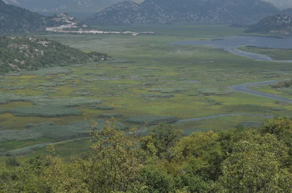 Dönen bir nehir ve manzarayı çevreleyen dağlarla birlikte güzel bir yeşillik alanı boyunca uzanır. Doğanın canlı gölgeleri dingin bir atmosfer yaratır..