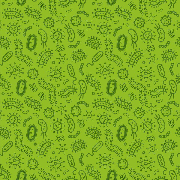 Green Bacteria and germs in a repeat pattern