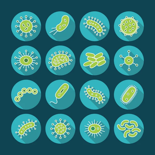 Mikrop ve bakteri Icon Set - vektör çizim