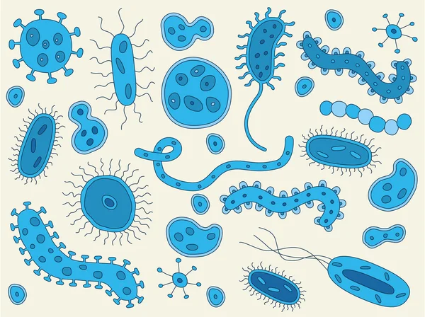 Bactérias desenhadas à mão —  Vetores de Stock