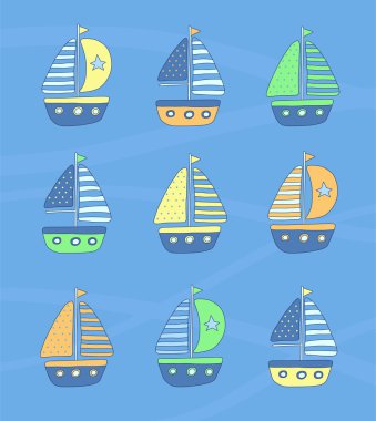 Çizilmiş yelkenli tekneler el