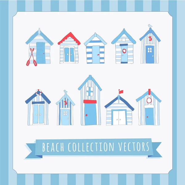 Vectores de colección de playa dibujada a mano — Vector de stock