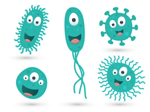 A set of cute green germs and bacteria
