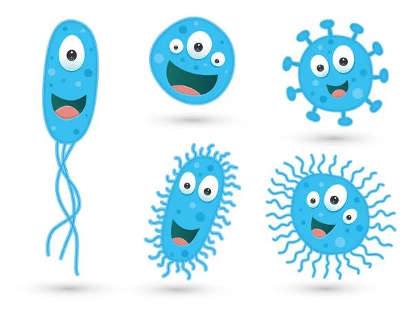 A set of cute blue germs and bacteria — Stock vektor