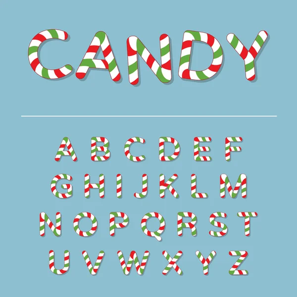 Alphabet Canne à bonbons rouge et vert — Image vectorielle