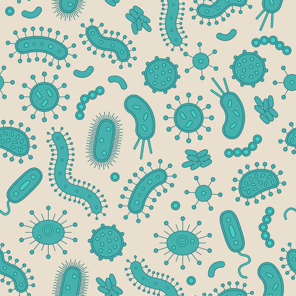 Green Bacteria in repeat pattern - Vector illustration