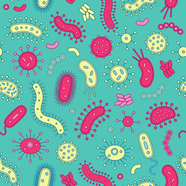 Yineleme deseni - vektör çizim bakterilerde pembe ve sarı