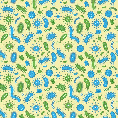 Sarı bir arka plan mavi ve yeşil bakteri