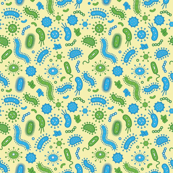 Sarı bir arka plan mavi ve yeşil bakteri
