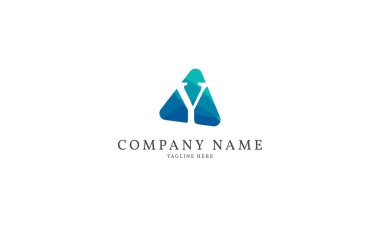 Y harfi modern üçgen logo şablonu