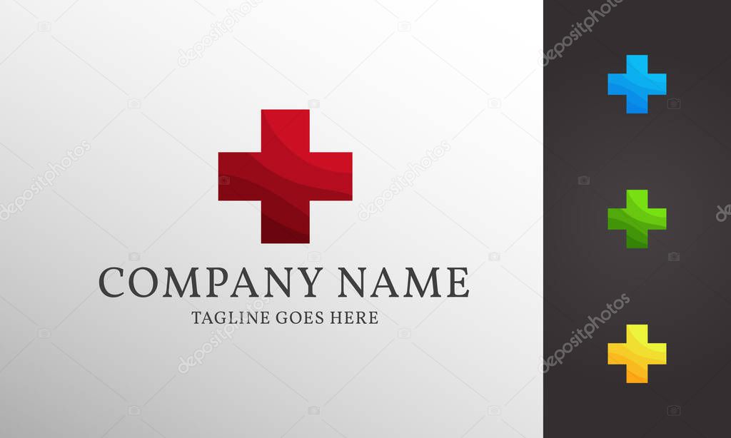 Polygonal red cross logo for company or individual volunteer healthcare