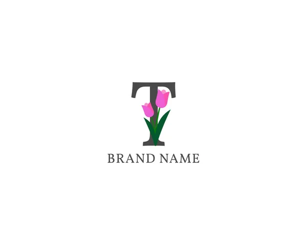 Písmeno Tulipán Abeceda Vintage Logo — Stockový vektor