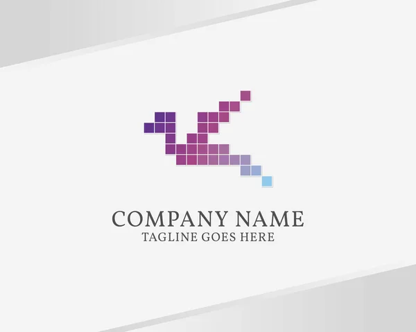 Pixel Bird Logo Template App Any Digital Brand Futuristic Company — Stock Vector