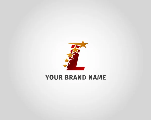 Lettre Rouge Métallique Avec Cinq Modèle Logo Étoile Dorée — Image vectorielle