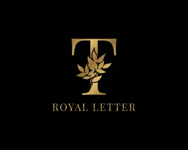 Lüks dekoratif klasik altın kraliyet harfi T