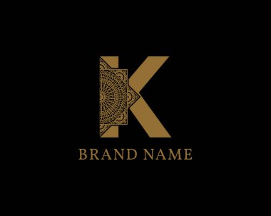 K harfi mandala kraliyet klasik dekoratif logosu