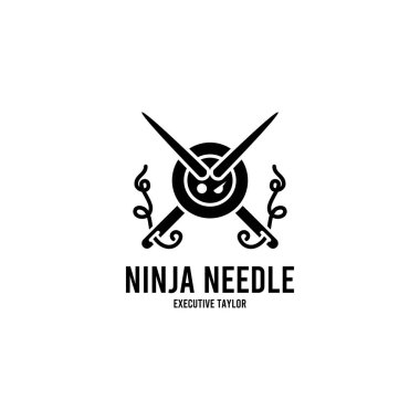 Ninja iğnesi retro terzi illüstrasyon logo vektör tasarımı