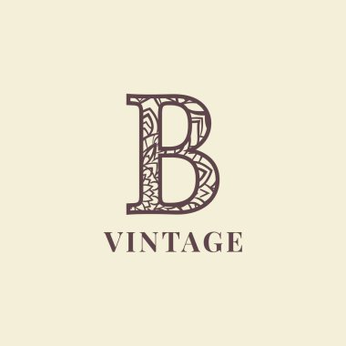 B harfi vintage logo vektör tasarımı