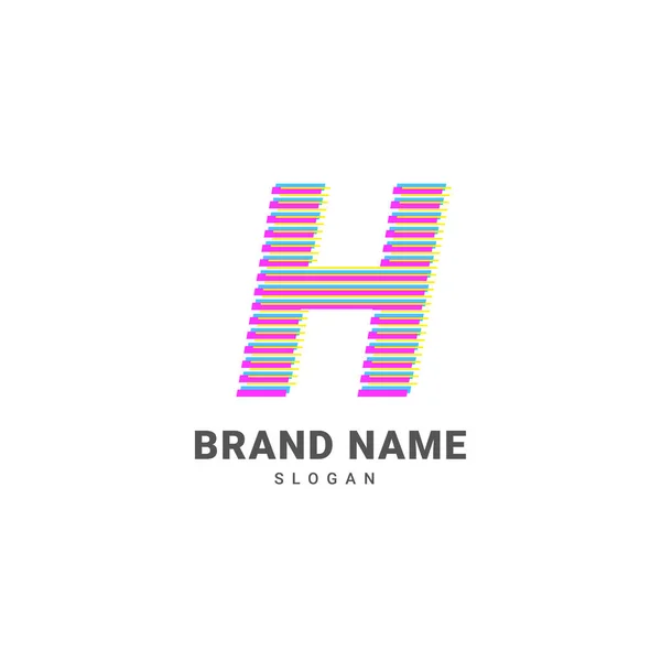 Harfi Optik Illüzyon Logosu Modaya Uygun Arıza Alfabesi Markası — Stok Vektör