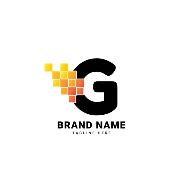 Carta Pixel Digital Design Logotipo Vetor Tecnologia Gradiente Moderno —  Vetores de Stock