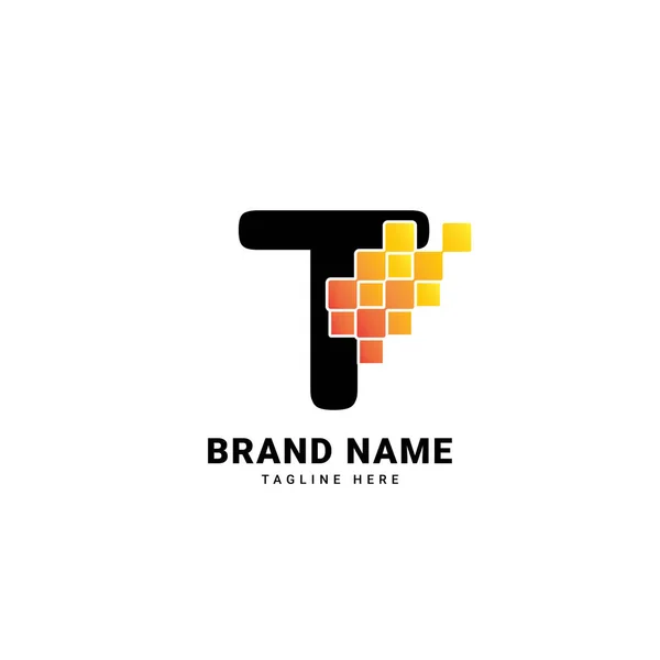 Lettera Pixel Digitale Moderno Gradiente Tecnologia Vettoriale Logo Design — Vettoriale Stock