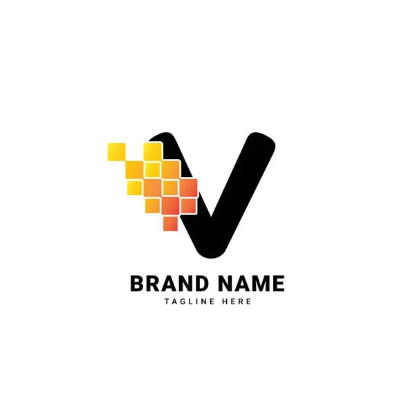 Letter Digitální Pixel Moderní Gradient Technologie Vektorové Logo Design — Stockový vektor