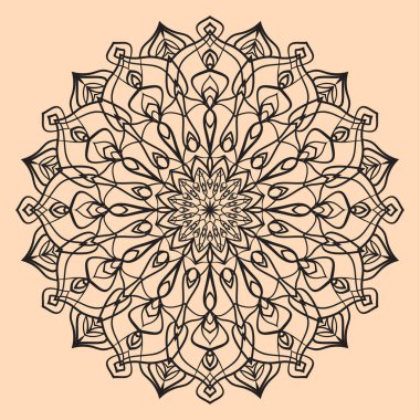 soyut el çizimi mandala sanat ana hatları dairesel temel tasarım ruhani yuvarlak vektör dekorasyonu