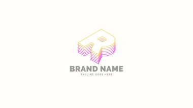 R harfi katmanlanmış modaya uygun soyut logo vektör tasarımı