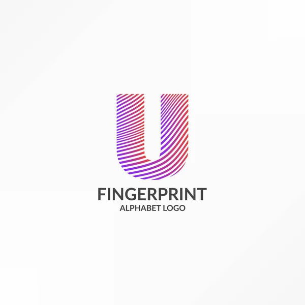 手紙U抽象グラデーションストライプ指紋ベクトルロゴデザイン — ストックベクタ