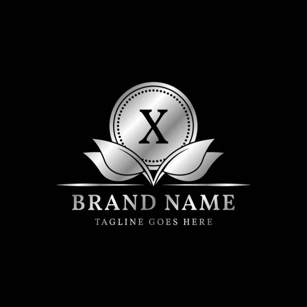Huruf Luxurious Circle Dan Daun Sederhana Desain Logo Vektor Puncak - Stok Vektor