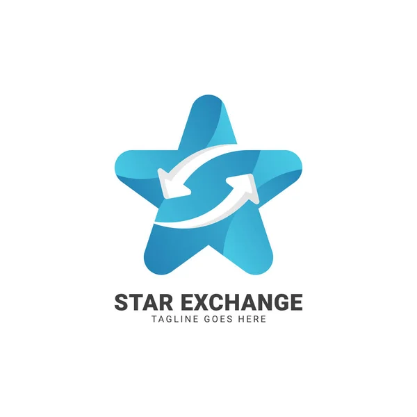 Modern Gradient Blue Rounded Star Recycle Exchanges Icon Vector Logo — Stock Vector