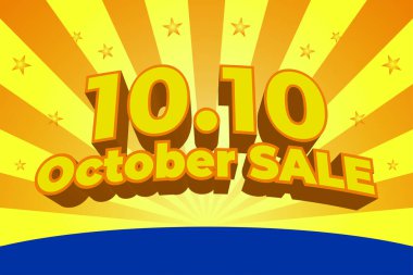 10.10 Ekim indirimi 3d izometrik tipografi başlıkları dekoratif arkaplanlı