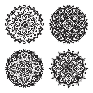 Mandala sanat seti klasik dekoratif vektör çizimi