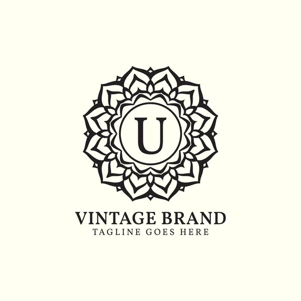 Diseño Lujoso Del Logotipo Del Vector Letra Mandala Vintage — Archivo Imágenes Vectoriales