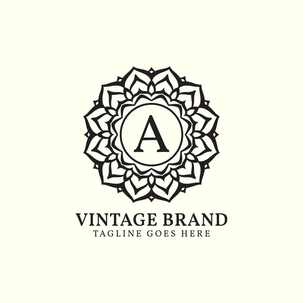 Luxusní Mandala Vintage Písmeno Vektorové Logo Design — Stockový vektor