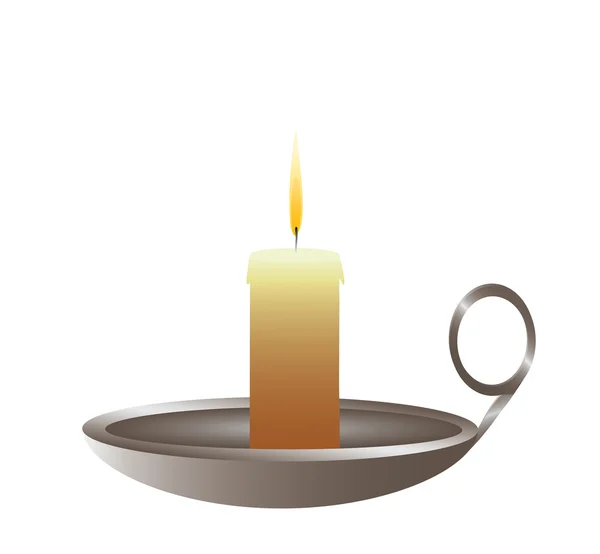 Vela en un candelero — Vector de stock