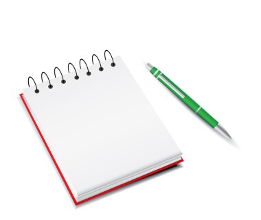boş bir defter kalem ile