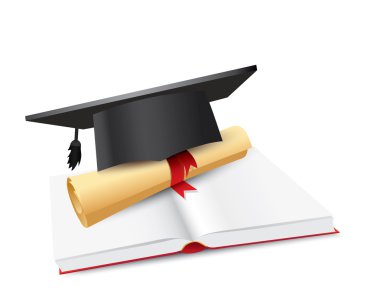 Graduation cap with scroll clipart