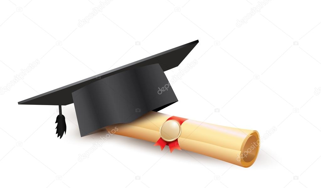 Graduation cap with scroll