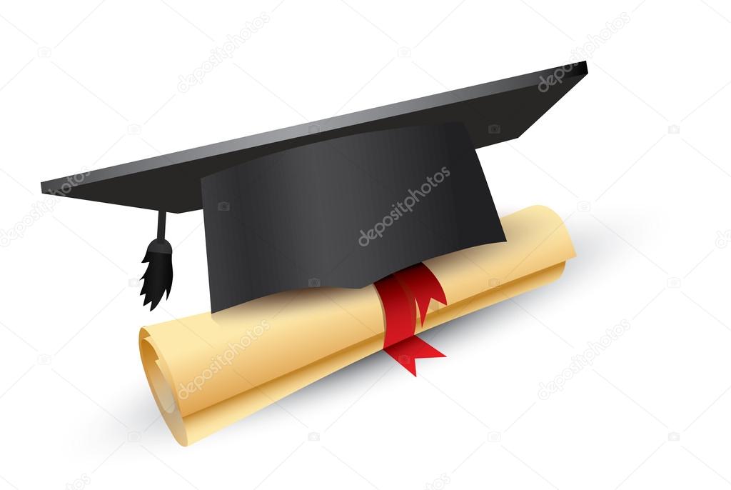 Graduation cap with scroll