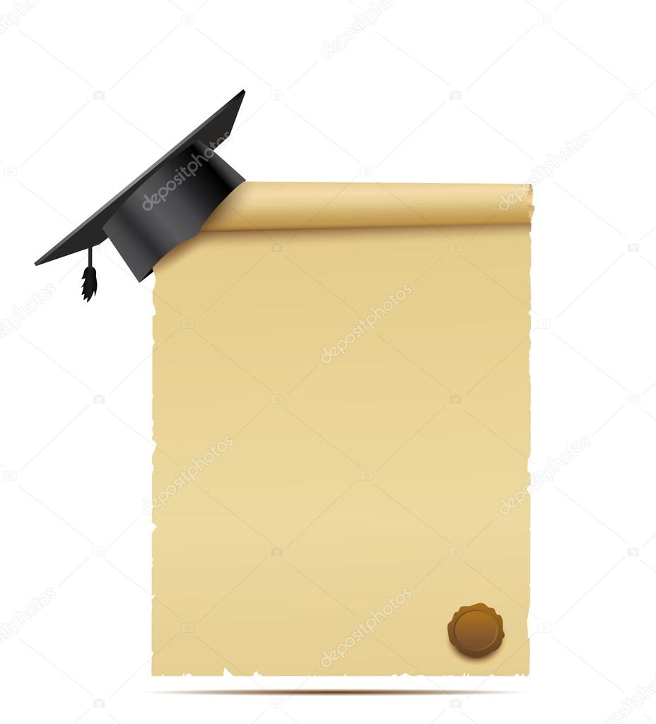 Graduation cap with scroll