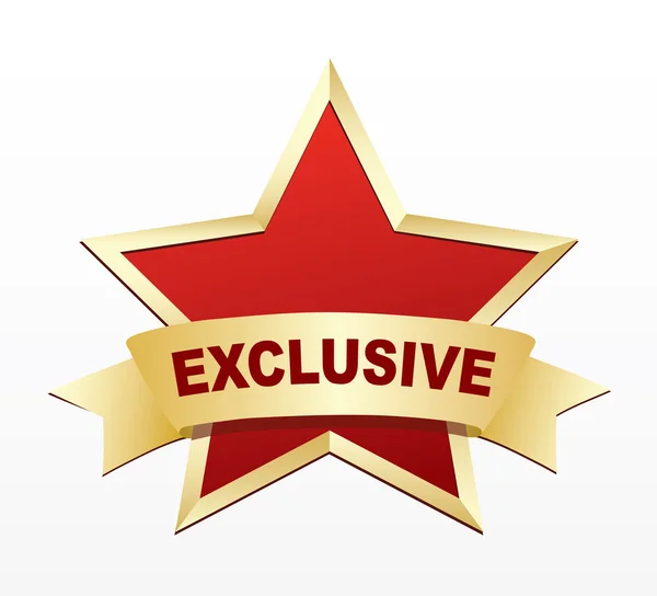 Exclusive Star label with ribbon — Stock Vector