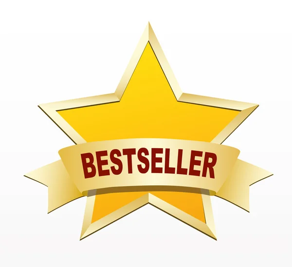 Bestseller Starlabel mit Schleife — Stockvektor