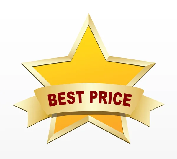 Star etiketi kurdele ile en iyi fiyat — Stok Vektör
