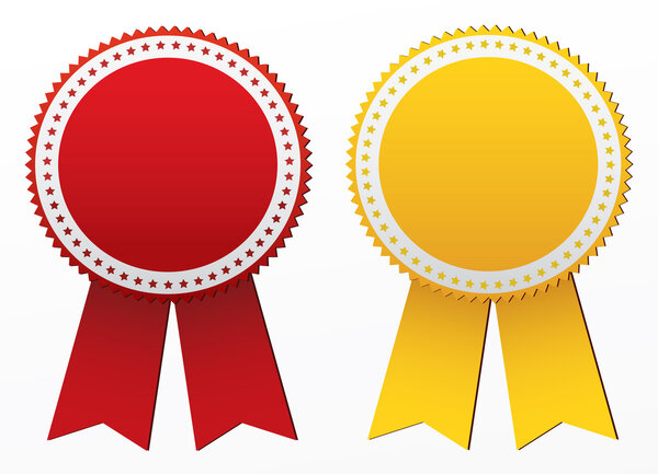 Labels with ribbons set