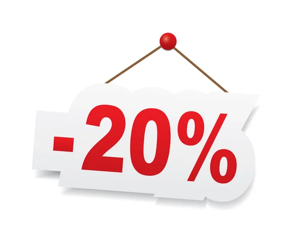 赤の 20% オフ — ストックベクタ