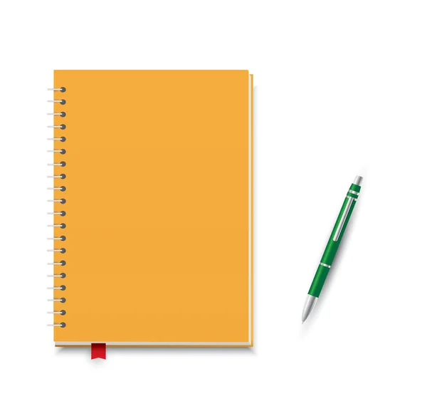 Caderno em branco com caneta — Vetor de Stock